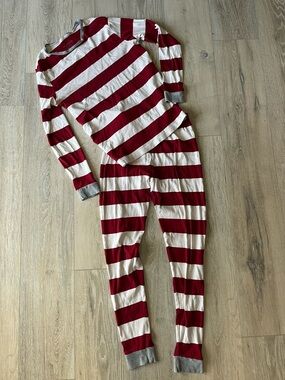 Burt's Bees Baby Red and Cream Striped Pajama Top and coordinating pants size M